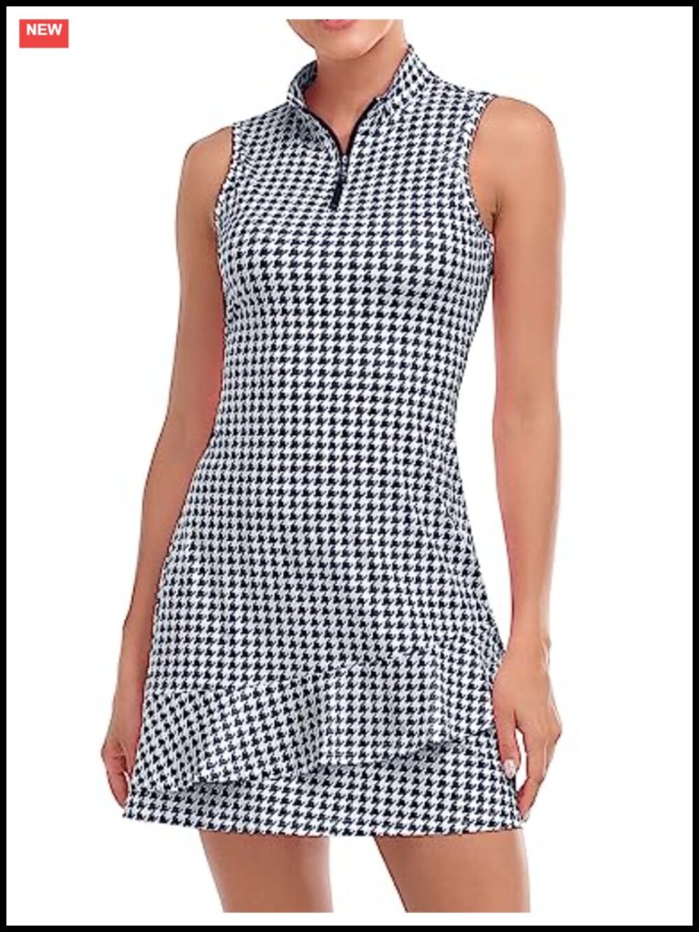 Sleeveless Golf Tennis Dress with Shorts Pockets Ruffle Hem Athletic